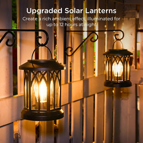 2 Pack WdtPro Solar Lanterns Outdoor Waterproof, Upgraded Bright Hanging Solar Lights for Outside,Solar Powered
