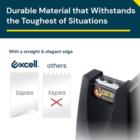 Excell Desk Tape Non-Skid Base Dispenser 3pc - Durable Plastic Tape Holder for Easy One Hand Use