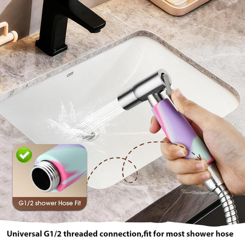 Mornwaen Handheld Bidet Sprayer Head,Stainless Steel Muslim Shower Head for Toilet,Adjustable Pressure Jet Sprayer