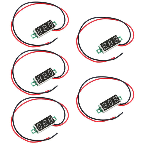 5Pcs 2 Wire 0.28inch Voltage Tester, Mini DC Voltmeter with Red LED Display for Cars/Motorcycles
