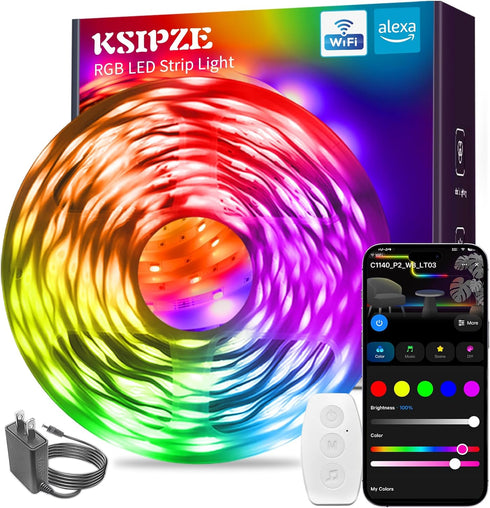 KSIPZE Smart WiFi LED Strip Lights, RGB+IC LED Lights for Bedroom Work
