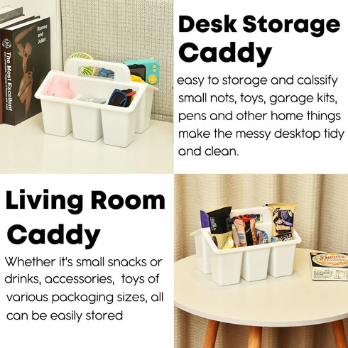 6 Pack 4 ALINK Classroom Caddy Storage Basket with Handle, Plastic Arts Office Crafts Caddy Compartments for Kids