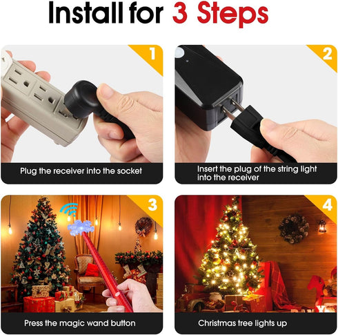 Irveneus Magic Light Wand, Wireless Remote Control Outlet for Christmas String Lights and Decorations Lights, Remote