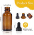 1 oz Dropper Bottle 24 Pack Amber Glass Boston Bottles 30ml with Eye Droppers Black Caps for Essential Oils, Perfume, Leak Proof Travel Bottles for Liquids by YONKAN