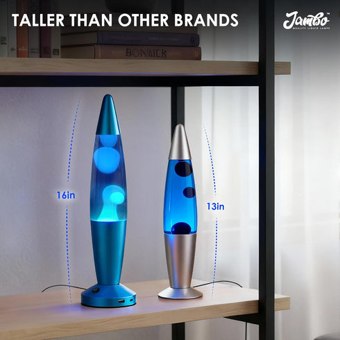 Ports,16" JAMBO Beautiful Liquid Lamp with USB Motion Light with Blue Liquid White Wax, Relaxing Nightlight, Mood Light