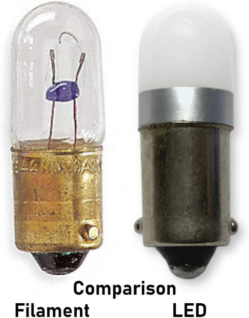 #313 Miniature Bayonet Bulb LED Replacement (2-Pack) | 28vdc | Ba9s Base | Bulb Shape: T3 1/4 | Replaces Bulb Numbers: 313 1818 1819 1820 1820BTS 1829 1843 1864 1873 757 1437 (2-Pack; Bright White) by Aero-Lites.com