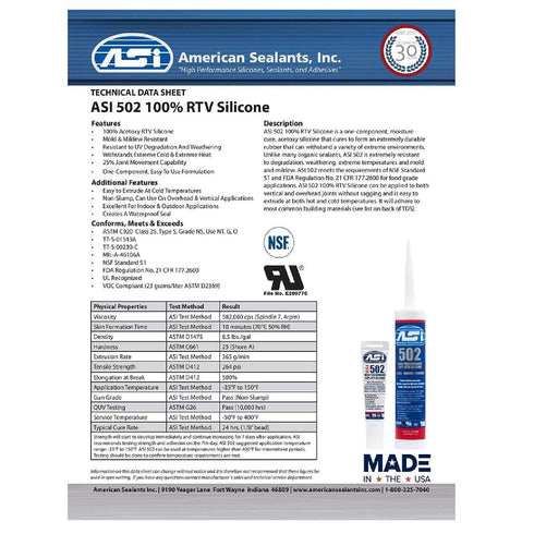 Silicone Sealant 100% RTV, Clear, 2.8 oz Squeeze Tube