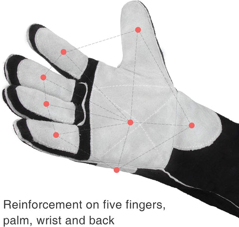 YESWELDER 16 Inches Leather Forge MIG Welding Gloves, 932?, Kevlar Stitching, Heat/Fire Resistant