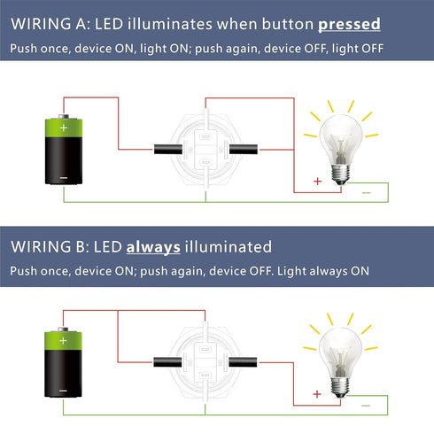 LED Latching Stainless Steel Push Button Switch, 12-24V DC 20A 1NO On Off with Wire Socket
