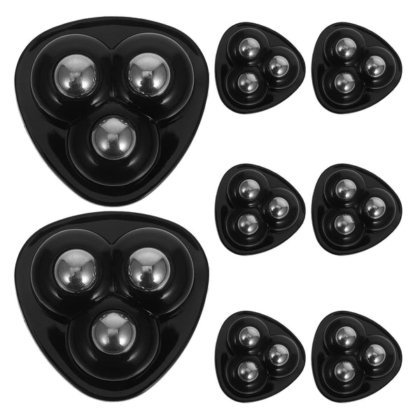LIFKOME 8Pcs Black Stainless Steel Ball Bearing Universal Stick on Casters Mini Self