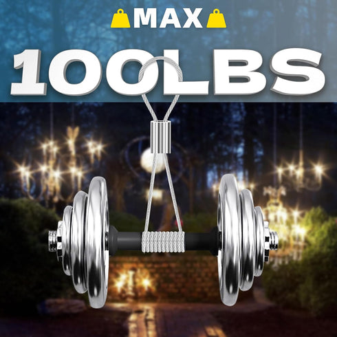 316 400FT 1/32IN 100Pcs Stainless Steel Cable, Wire Rope with Aluminum Sleeves Stops, for String Lights Hanging