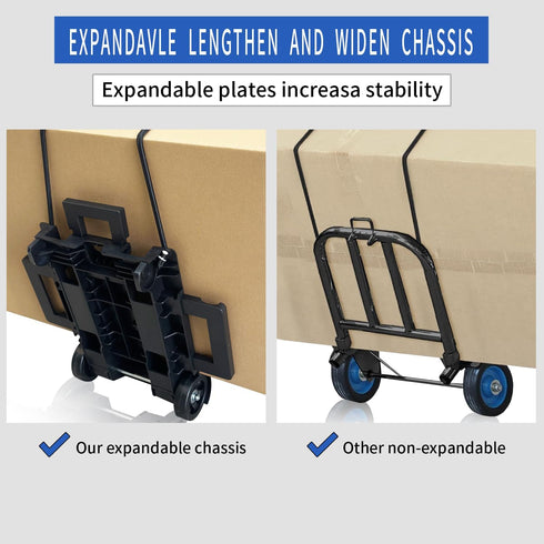 HUFATWINS 2 2 Folding Hand Truck,Portable Platform Luggage Cart Collapsible Dolly with Wheels & Ropes,Utility Portable