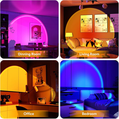 Bavcieu Sunset 360 4 Setting Lamp Projection Led Lights with Remote, Multicolor Night Light Rotation Rainbow Lights