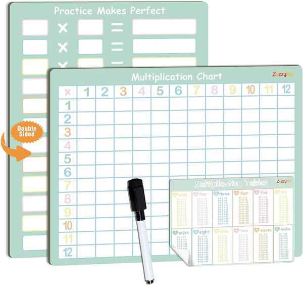 Multiplication Dry Erase Board for Kids, Times Tables, Math Multiplication Chart for School Supply & Homeschool