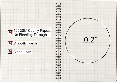 EUSOAR Graph Paper Spiral Notebook, B5 3 Pack, 7.3"x10.2", 120 Pages for Math and Science Students