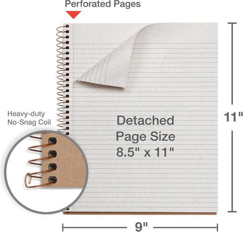 Oxford Spiral Notebooks, 2 Pack, 100% Recycled, College Ruled, Kraft, Gold Foil Designs, 80 Sheets/160 Pages, Student