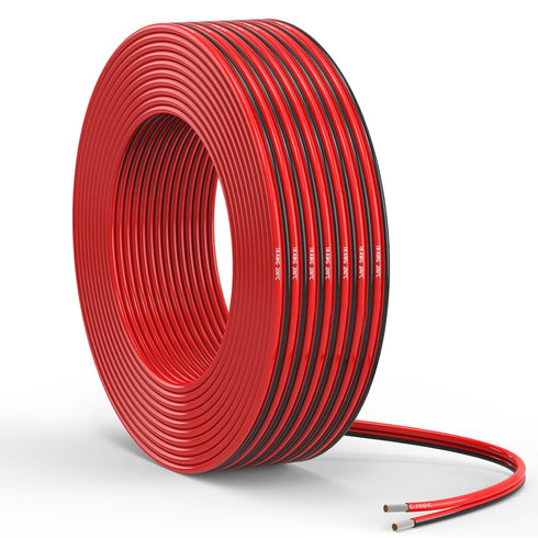 18 Gauge 2 Conductor 50FT Red Black Silicone Parallel Oxygen Free Tinned Copper Electrical Wire for LED Strips