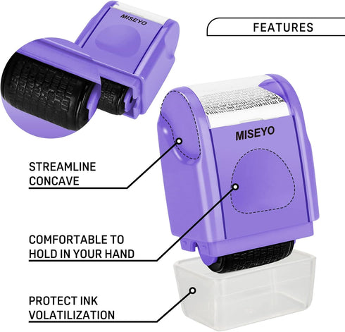 Miseyo Purple Identity Theft Protection Roller Stamps for Data Privacy, Anti-Theft Security Prevention