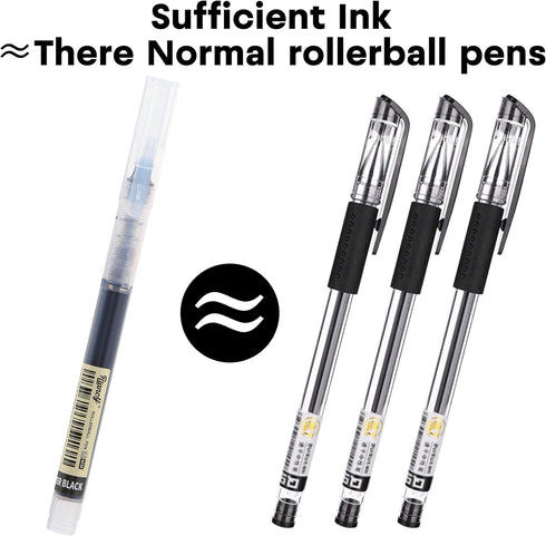 RIANCY 12 Pack Black Liquid Ink Rollerball Gel Pens, 0.5mm Extra Fine Point, Quick Drying for Journaling & Art