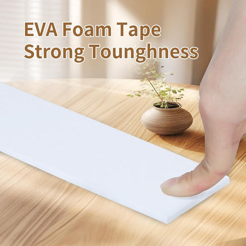 Single Sided Foam Tape, Weather Stripping for Door Window, Self-Adhesive EVA Insulation Strip, 2 Rolls, White