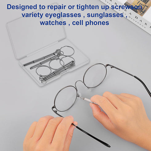 5Pcs Mini Glasses Screwdriver, 3 in 1 Multifunction Eyeglass Repairing Kit with Keychain