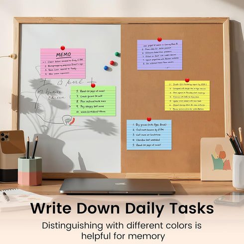 4x6, 200 Index Cards Sheets, Ruled Color Flash Cards for Effective Studying and Note-Taking, Premium Note Cards