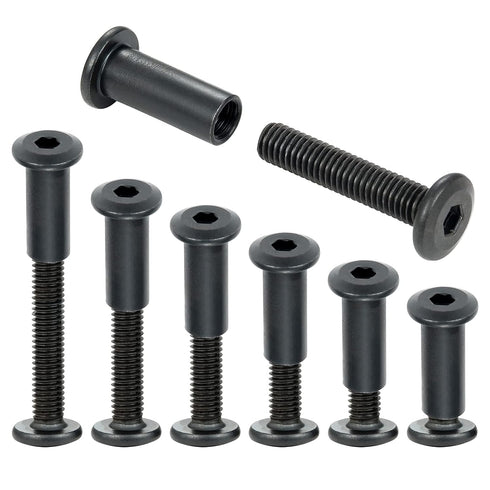 PGMJ 40 Set M6 Set (M6x30mm-Black-D) Bolt and Nut - Black Metric Hex Key Metal Deck Screws for Crib Screws Replacement