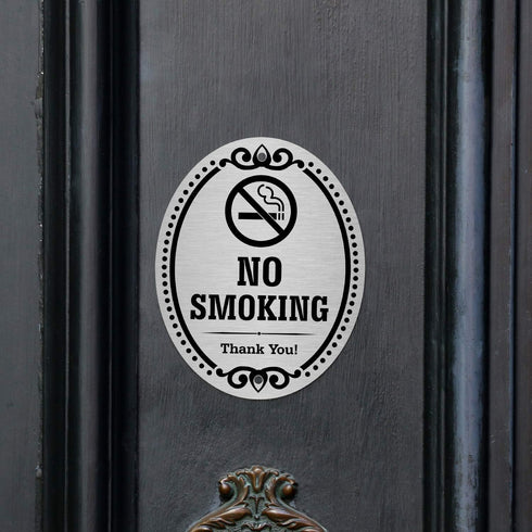 SmartSign Premium No Smoking Thank You Sign for Business & Home, 4" x 5" Aluminum with Adhesive Backing