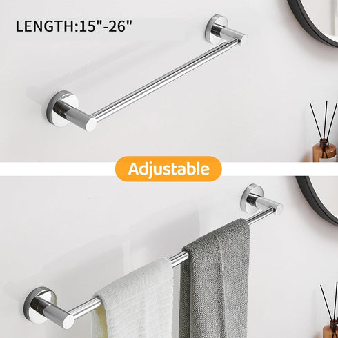 15 26 Inch SUS304 BESy Adjustable to Single Bath Towel Bar Rack for Bathroom Accessories Stainless Steel Towel Holder