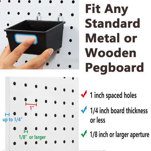 FRIMOONY Pegboard Hooks Assortment, 107 PCS for Organizing Various Tools, Includes Pegboard Bins