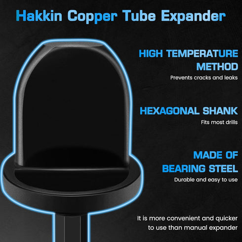 Hakkin 7PCS HVAC Repairing Set, Air Conditioner Copper Tube Expander with 5 in 1 Swaging Tool Drill Bit, Hex Shank Manual Pipe Swage Expander, Flaring Tool Size 1/4'', 3/8'',1/2'',5/8'',3/4'',7/8''