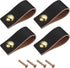 uxcell Leather Drawer Pulls, 2.5" 4Pcs Black/Gold Leather Furniture Handles with Screws for Cabinet Doors, Dressers