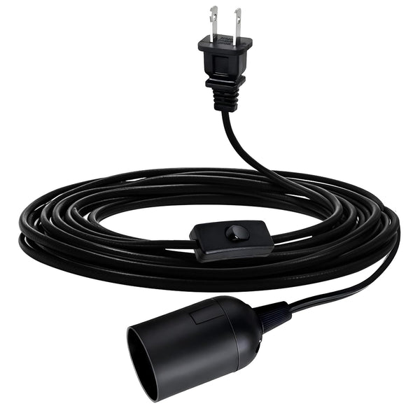 Simple Deluxe 20ft Hanging Lantern Extension Cord Cable, Plug-in E26 Pendant Light
