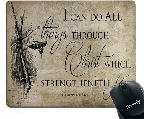 Smooffly Gaming Mouse Pad - Custom Bible Verse "I Can Do All Things Through Christ" Philippians 4:13
