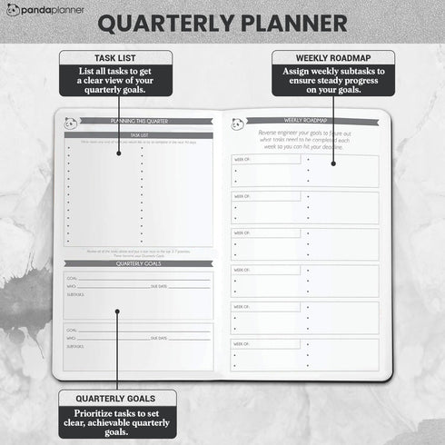 Panda Planner Undated Daily Planner - 90 Day Organization for Entrepreneurs - Set Goals - Bonus Weekly & Monthly Agenda