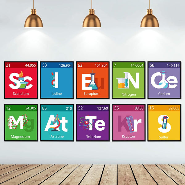 Zonon 10 Pcs Science Bulletin Board Set Scientist Posters Classroom Decoration Banner Classroom