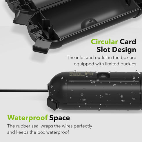 BN-LINK Outdoor Extension Cord Safety Cover, Weather Resistant Seal Housing with 4 Latches, Waterproof IP44, Black, 1