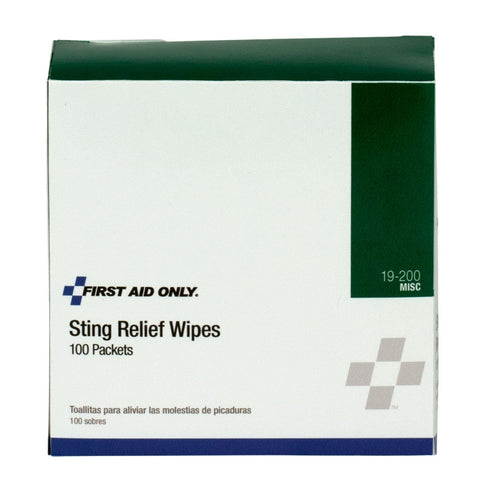 First Aid Only 19-200 Sting Relief Wipes, 100 Count
