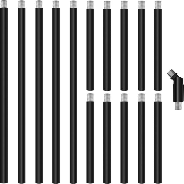 M10 Threaded Extension Poles, 5 PCS 12-inch & 10 PCS 6-inch Lighting
