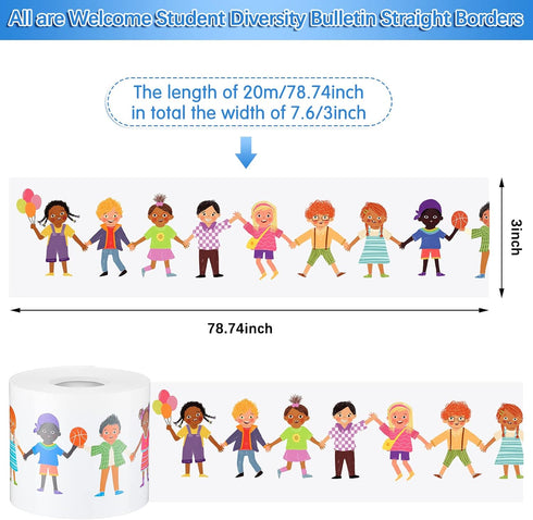 Eersida 65.6 Feet Diversity Bulletin Board Border, Decorative Chalkboard Cutouts for Classroom Wall Decor