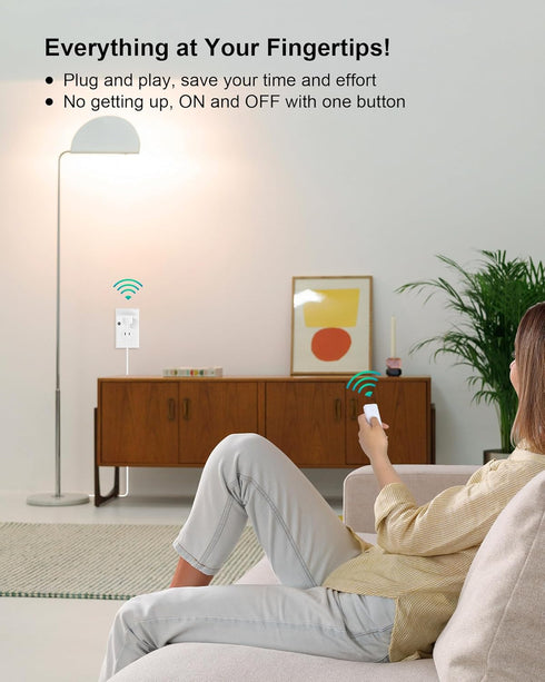 2 200 15A/1875W Remote Control Outlet with Remotes, FT Long Range Wireless Light Switch, High-Power Electrical Outlet