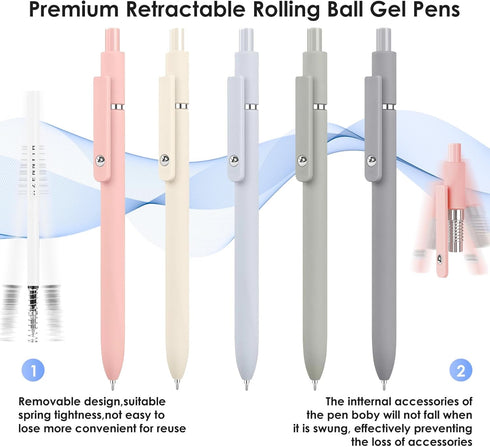 Gel Pens, Father's Day Gifts for Dad, Cool Morandi 0.5mm Fine Point Journaling Pen, Cute Black Aesthetic Stuff