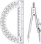 EBOOT Student Geometry Math Set, Drawing Compass and 6 Inch Clear Swing Arm Protractors, Classic Argent Protractor