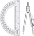 EBOOT Student Geometry Math Set, Drawing Compass and 6 Inch Clear Swing Arm Protractors, Classic Argent Protractor