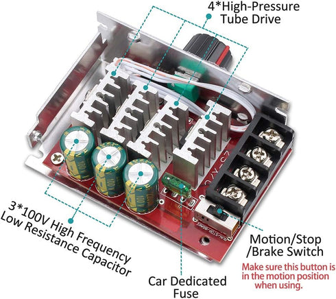 KeeYees 7-70V 30A PWM DC Motor Speed Controller Switch for 12V 24V 36V 48V with 30 Amp Fuse