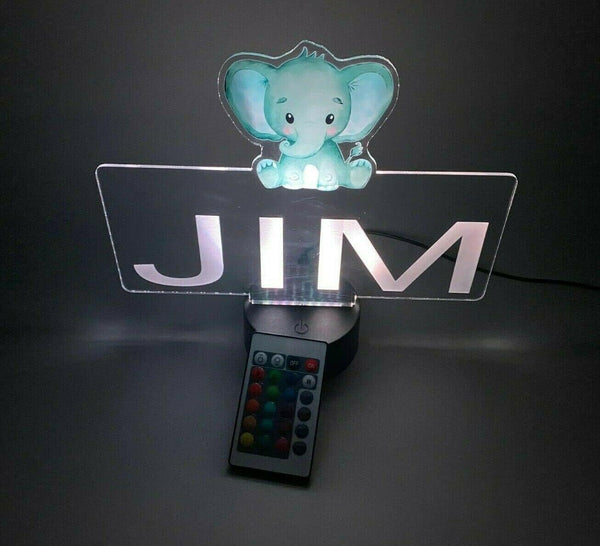 MIRROR MANIA UV Printed Happy Baby Elephant Trunk Up Night Light Up