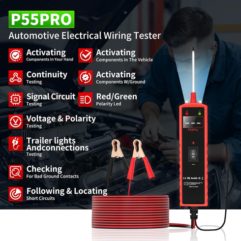 WEDPATA 6-30V Automotive Electrical Circuit Tester - Multi-Function Car Circuit Diagnostic Tool with Voltage Detection