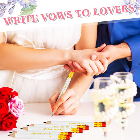 Crtiin 50 Pcs Wedding Pencils for Bridal Shower, Mini Golf Pencils with Eraser, Pre Sharpened