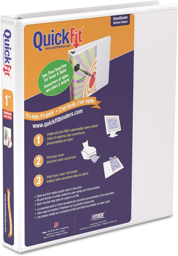 QuickFit View Binder, 1 Inch, White, Angle D Ring (87010)
