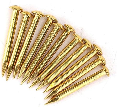 HEEPDD 100Pcs Brass Escutcheon Tacks - Round Head Hardware Nail Assortment Kit for Furniture